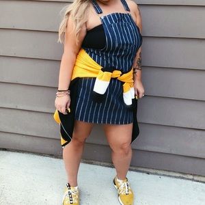 Plus size denim overall dress